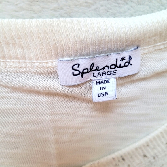 NWOT Splendid Cream & Metallic Knit Top L - Picture 2 of 7